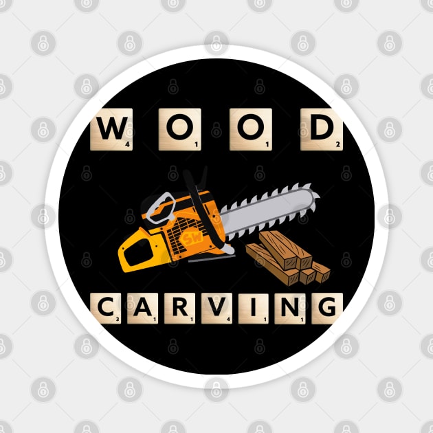 CHAINSAW CARVING. Magnet by MariooshArt